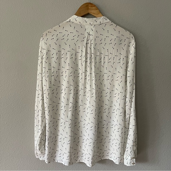 Just Living Button Down Shirt White/Black Key Print Shirt Size L - Picture 2 of 7